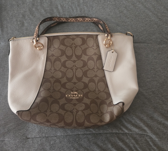 Coach Handbags - Coach Tan and Cream Signature Shoulder Bag